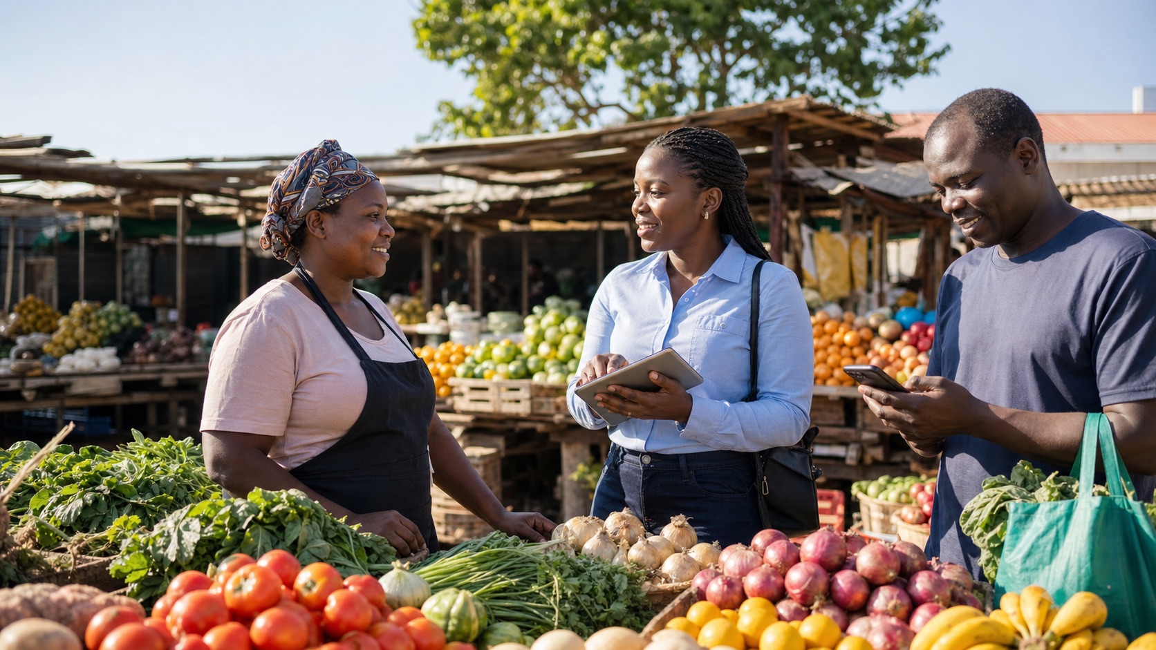 Street vendor using mobile money in Zimbabwe